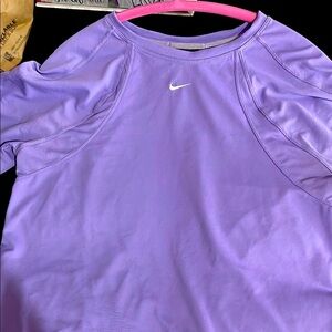 Nike Purple/lavender short Sleeve Top, nylon material NWOT TAG PULL